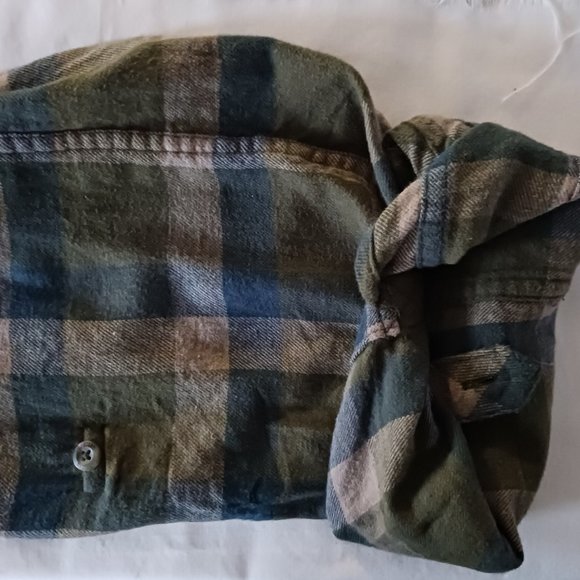 Mens Magellan Outdoors Green Plaid Cotton Flannel Shirt Size 3XL Classic Fit - Picture 5 of 7